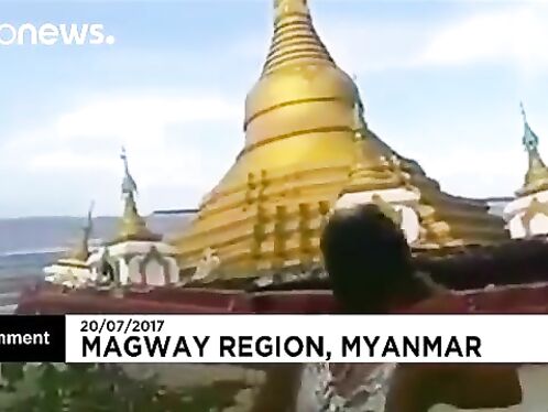 Pagoda Collapses Into River In Myanmar