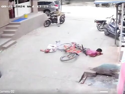 Two People Patting On Bicycle