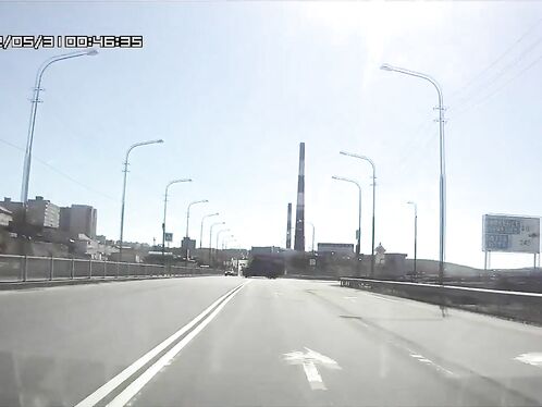 The Driver Of A Box Truck Left The Road And Hit The Guardrail