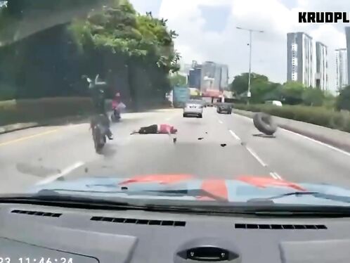 The Tire Slipped And Hit The Motorcycle