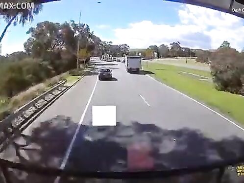 The Truck Hit The Back Of The Car Which Was Braking And Collided With Another Car