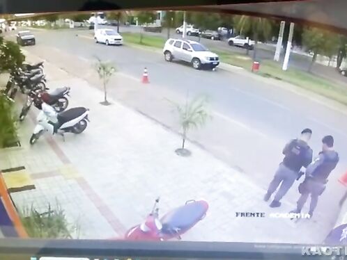 Policeman Nearly Hit By Out-of-control Motorcycle