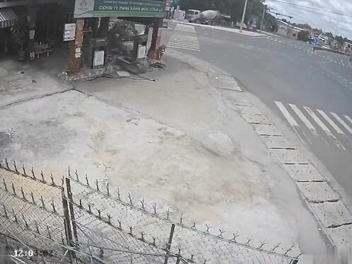 Speeder On Motorbike Crashes Into Petrol Station