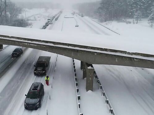 Drone Video Of Pileup On Interstate 94 West Of Kalamazoo