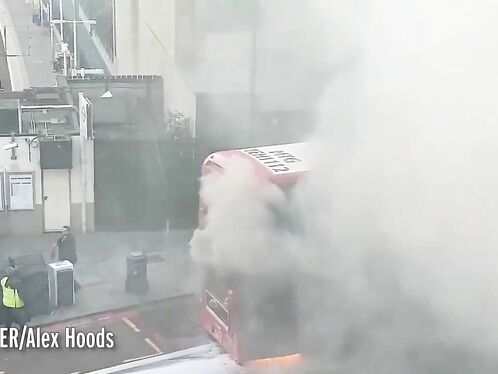 Dramatic Footage Shows A Burning London Bus