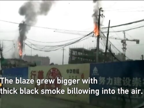 Man Trapped On Burning Power Pole