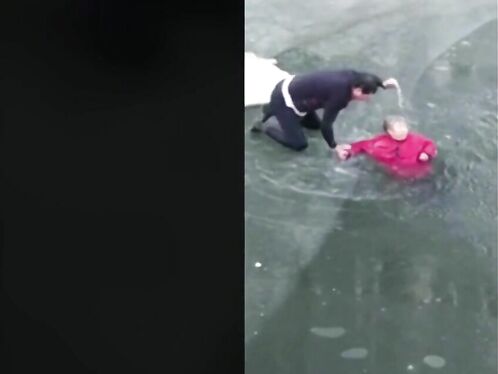 Man Risks His Life To Wade Through Icy Water To Save 70-year-old Man
