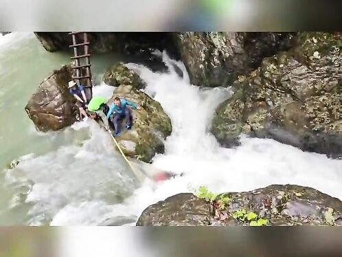 The Two Were Swept Away By The Strong Current.