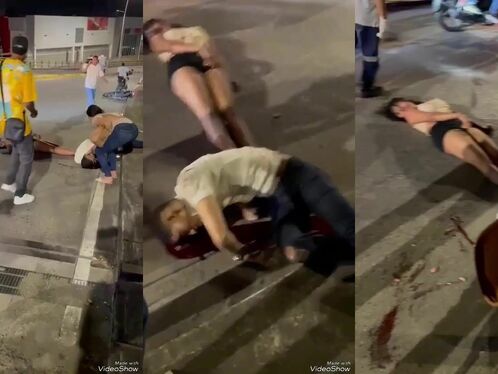 Beautiful Girl And Her Husband Had An Accident On A Motorcycle