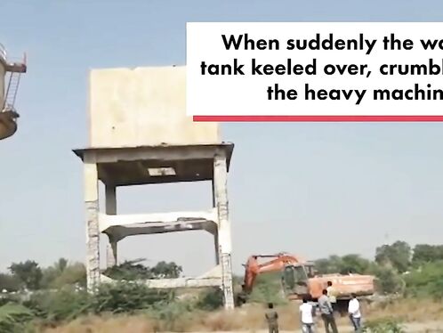 A Falling Water Tank Crushed A Man By Nearly An Inch