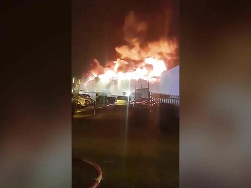Paint Warehouse Fire Causes Huge Fireball To Light Up The Sky