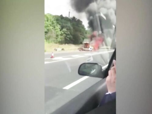 The Police Car Was Completely Engulfed In Flames