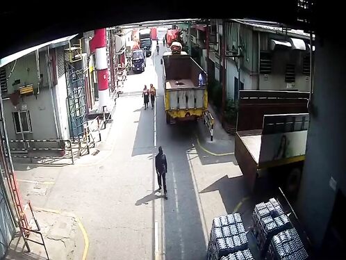 Man Kicks Truck Tailgate And Hits Woman In The Head