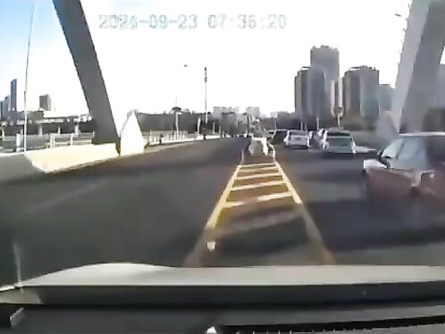 Driver Changes Lanes And Crashes