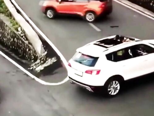Horror Moment Car Flips On Hairpin Bend