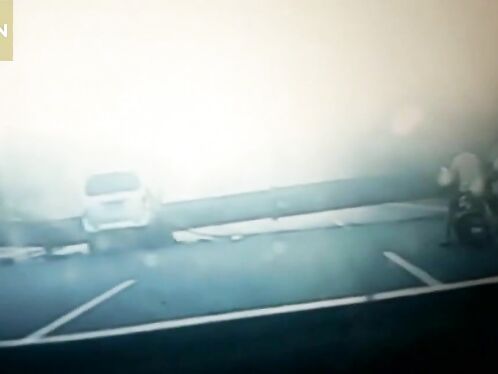 Giant Crane Crushes 10-seater Minivan