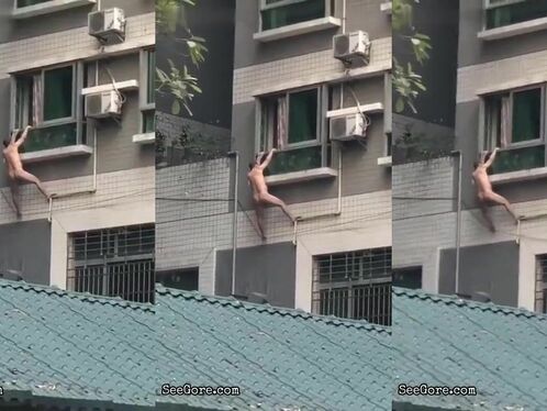 Spiderman Falls Naked From A Building