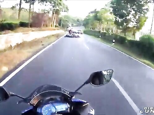 Overtaking Driver Causes Crazy Motorcycle Accident