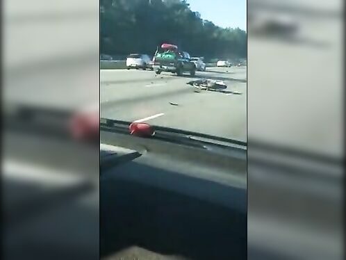 Idiot On Motorcycle Causes Accident On Interstate