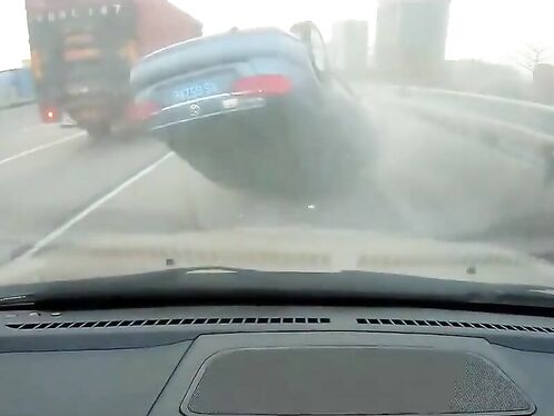 See What Happens When A Car Tries To Cross Two Lanes Of Traffic