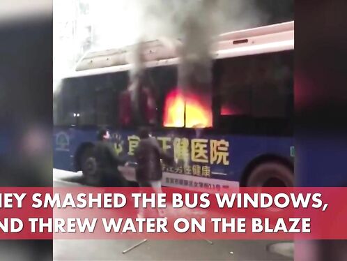 Good Citizen Saves Elderly Man From Burning Bus - Video