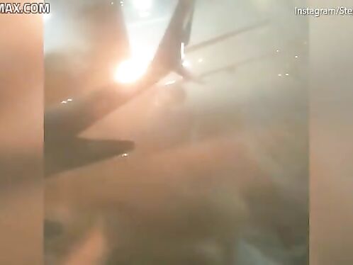 Passengers Scream In Terror As Plane Wing Catches Fire