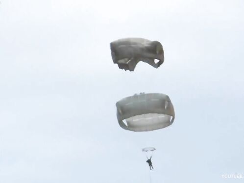 Paratroopers Nearly Collide In Mid-air