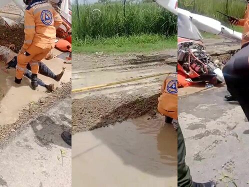 Small Plane Hits Motorcycle