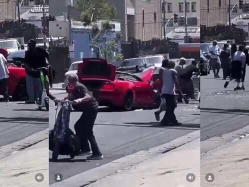The Driver Caused A Car Accident In Los Angeles. He Was Immediately Surrounded By People