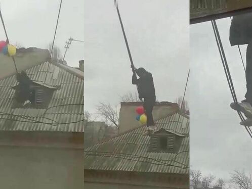 Idiot Who Tried To Escape Rescuers Via Wires Crashes