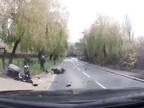 Biker Flees After Being Thrown From Motorcycle