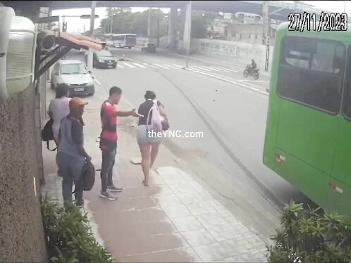 The Bus Pulled The Motorcyclist Under Its Wheels. (Actions And Consequences