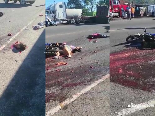 Two People Dismembered In Motorcycle And Truck Accident