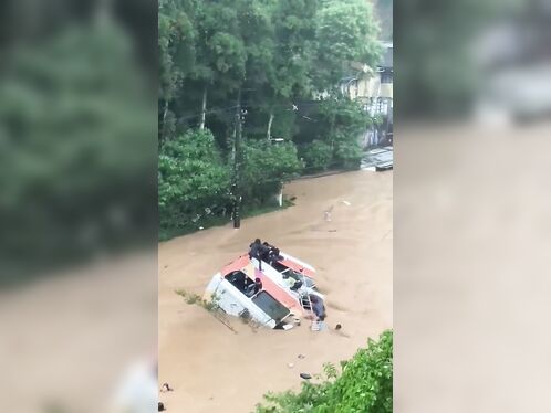 Shocking Video Shows People Trying To Escape From Bus