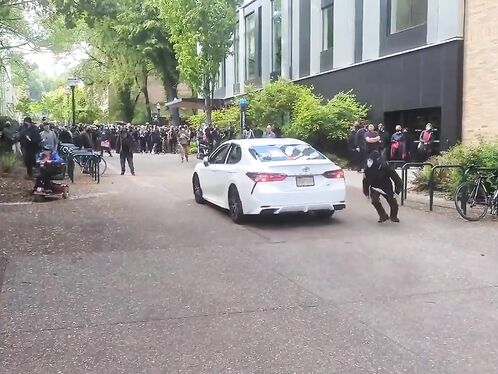 Antifa Scum Attacks Cars And Drivers During Anti-Semitic Protest