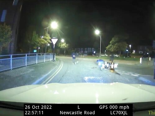 Dashcam Footage Shows Three Riders Involved In Moped Accident