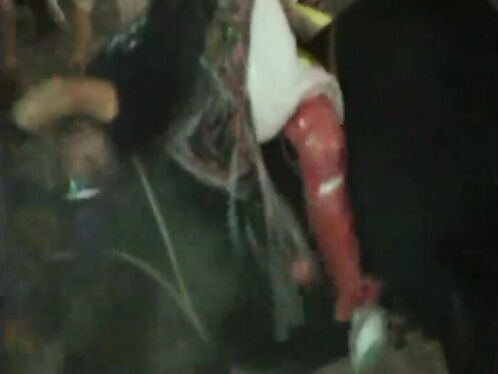 Matador Wearing A Centaur Helmet Being Destroyed By The Bull