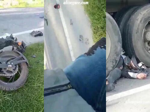 Motorcyclist's Body Mixed With Helmet Fragments