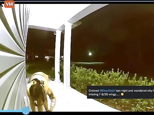 Doordash Driver Caught Eating Customer On Doorbell Camera