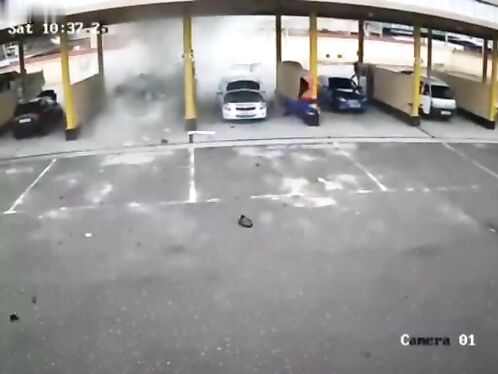 Gas Cylinder Exploded In Car At Gas Station. Uzbek