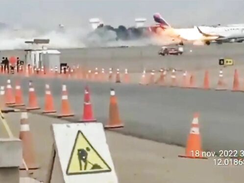 A LATAM Airlines Plane Crashed On A Peruvian Runway And Two Figs Caught Fire