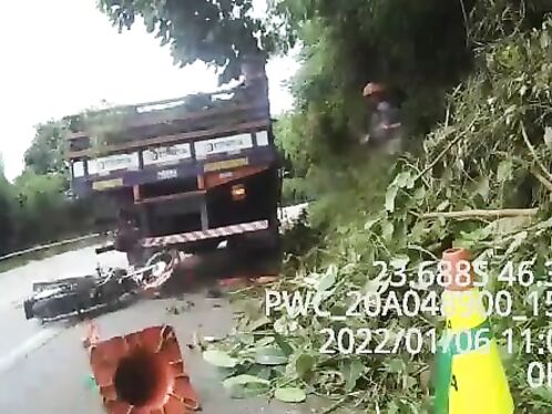 Motorcyclist Crashes Into Parked Truck