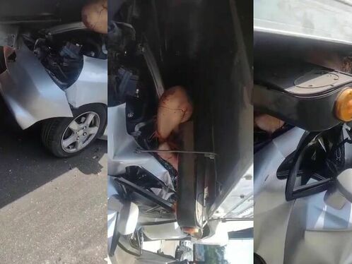 The Car Flew Under The Truck And The Driver Became A