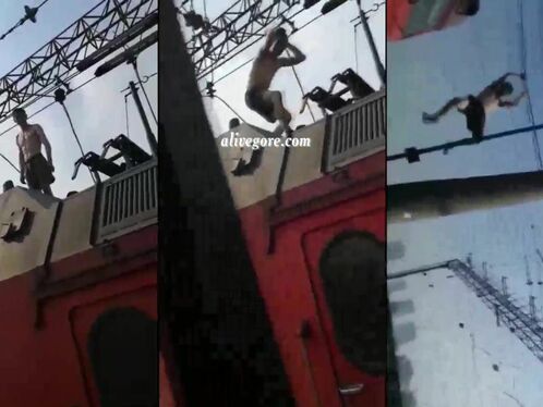 This Idiot Was Hanging On The Wire For A Long Time.