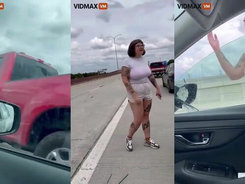 Tall Tattooed Girl Slams Another Driver And Is Caught On Video