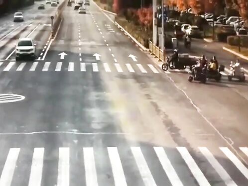 A Car Traveling At Rocket Speed On The Street Hit A C