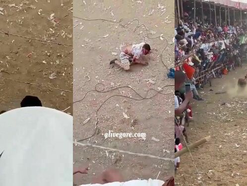 An Angry Bull Throws A Horned Guy Like A Doll Uncensored