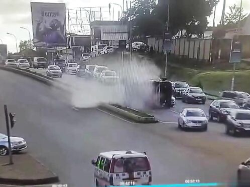 Concrete Mixer Truck Falls And Hits Car, Driver Dies On The Spot