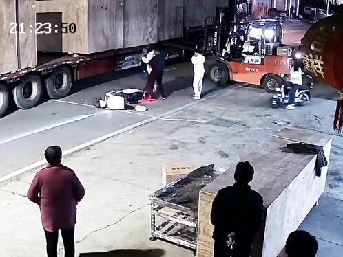 Forklift Driver Nearly Decapitates Motorcyclist, Then