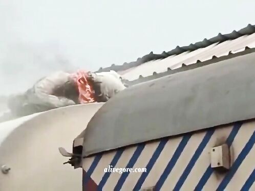 Young Man Electrocuted On Top Of Train